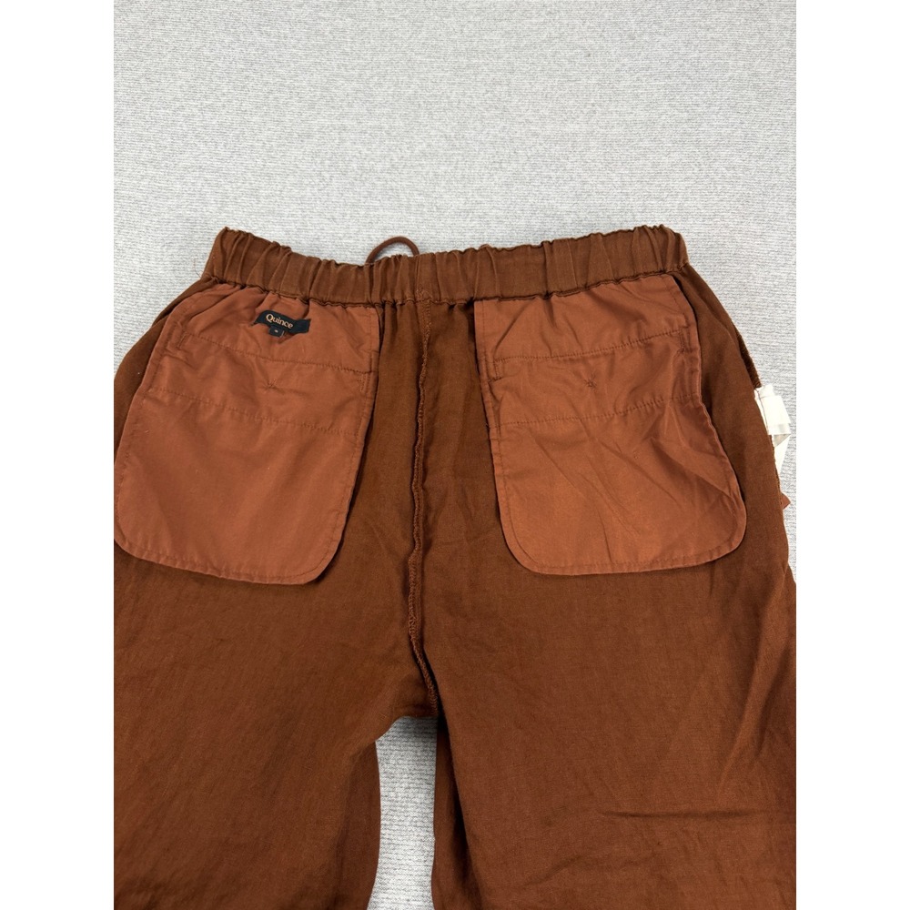 Quince Brown 100% Linen Drawstring Elastic Waist Straight Leg Pants Womens Small - Picture 12 of 13
